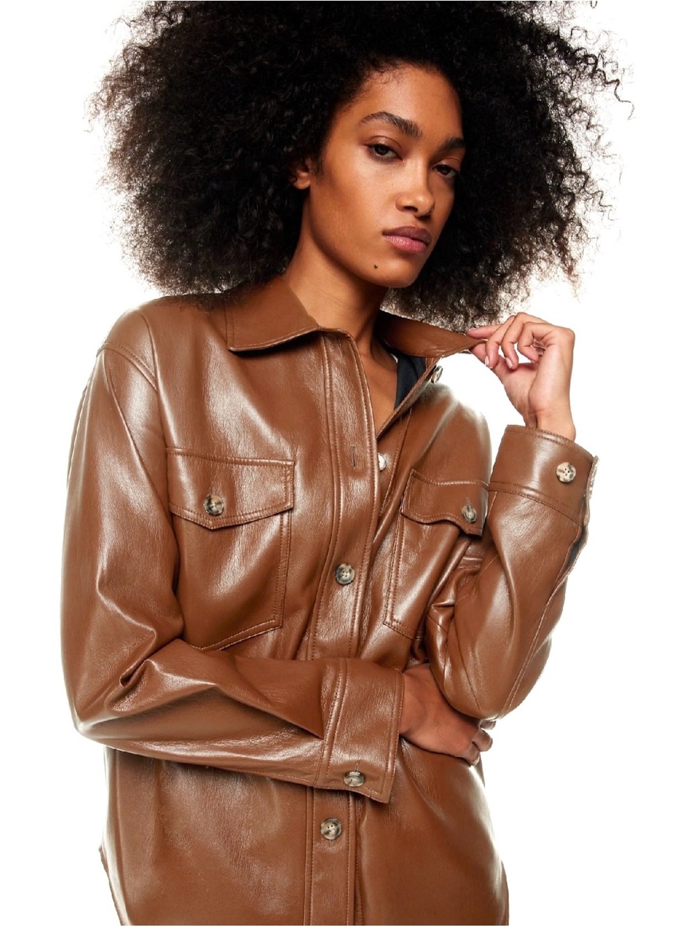 Wilfred The Ganna Vegan Leather Brown Shirt Jacket Like New